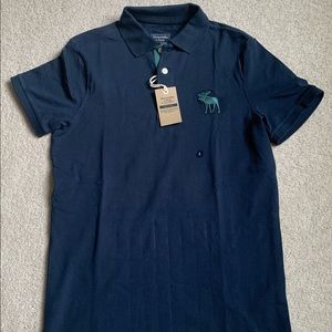 NWT Abercrombie & Fitch Men Exploded Icon Stretch Polo Small Navy